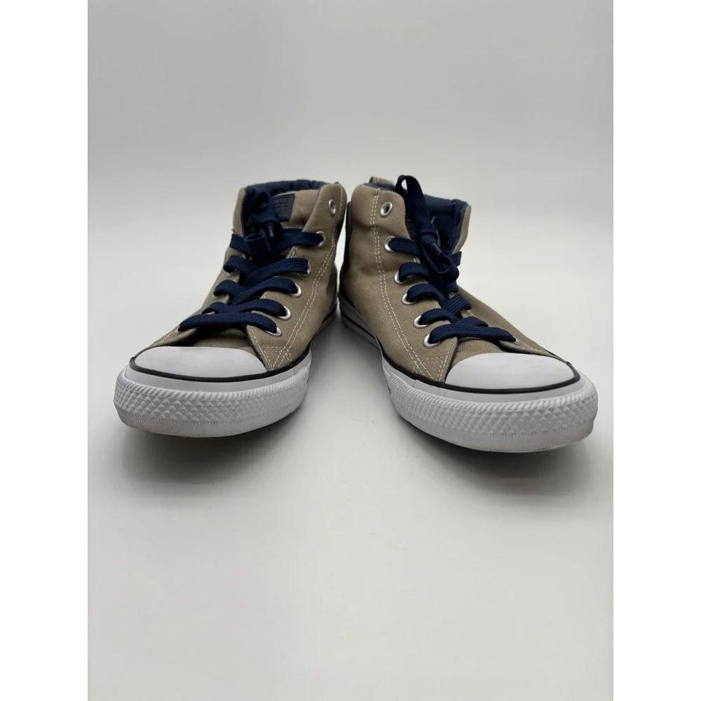 Converse High-Top Sneakers in Tan with Navy Accents